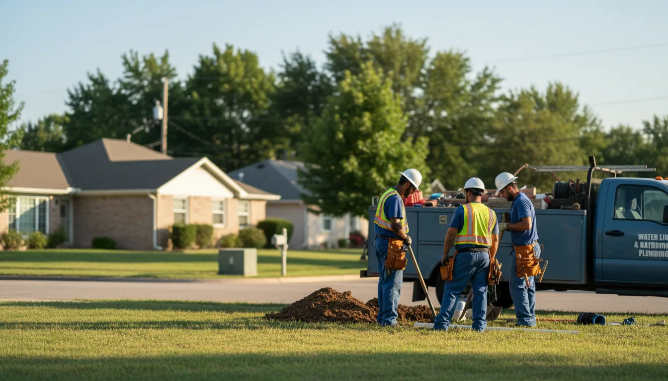 Residential water line and bathroom plumbing service in Yancey, TX